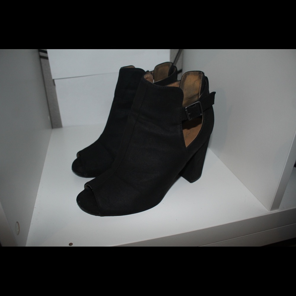 Qupid Black Boot Heels